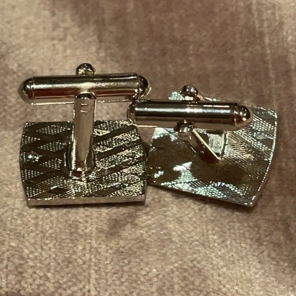Vertical Stripe Silver & Black Cuff Links